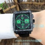 Clone Tag Heuer Monaco Green Dial Black carbon fiber Bezel Watch
